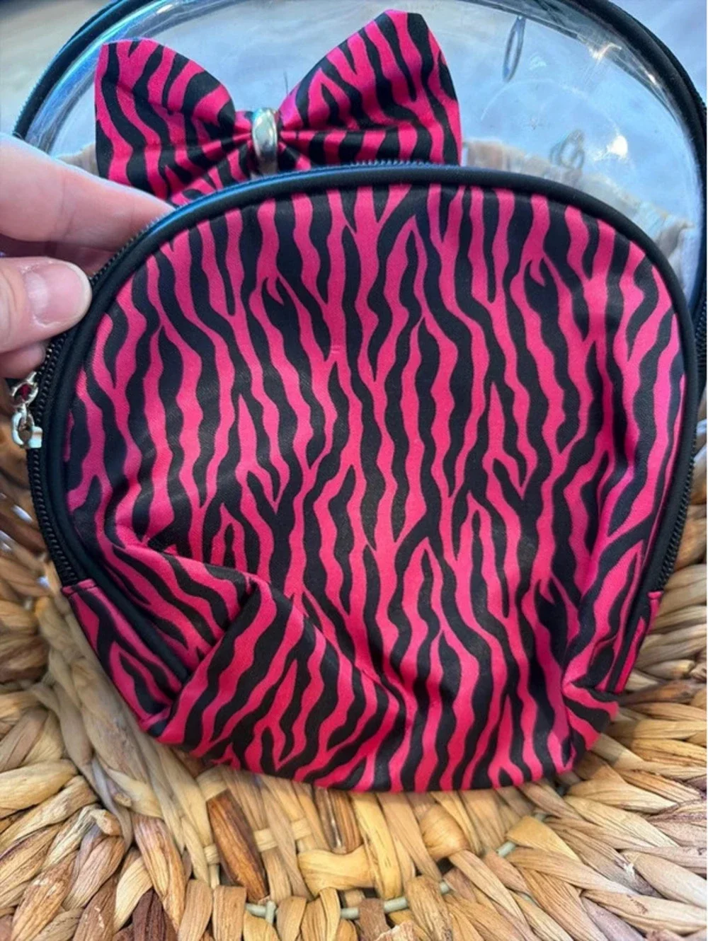 Set of 2 makeup bags.    One see through and smaller one fabric.